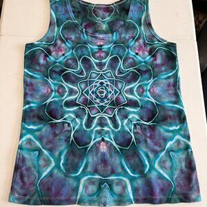 Tie-Dye Tank Top  XL - Spirograph Turquoise/Purple/Pink - New